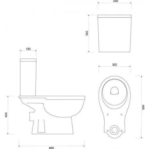 ECO monoblokk fali WC PP tetővel