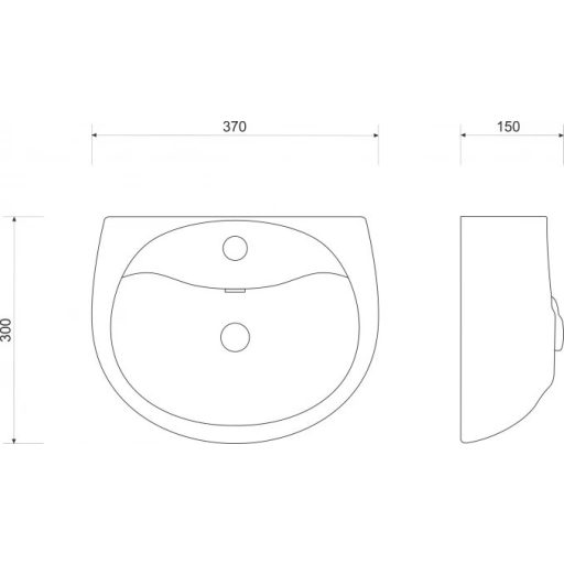 ECO fali kézmosó mosdó, 370 mm, fehér (ECO009)