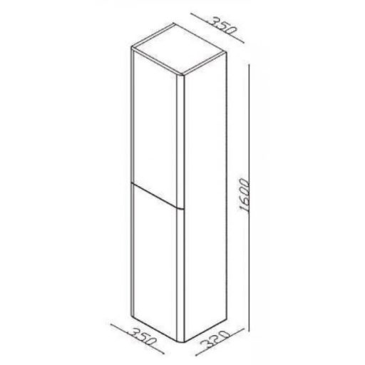 LineART EFES 35 cm Függesztett Magas Szekrény – Fényes Fehér – Nedvességálló