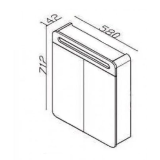 LineART EFES 600 Smoked tükörszekrény – 58 cm | Füstös tükörlappal, LED-del