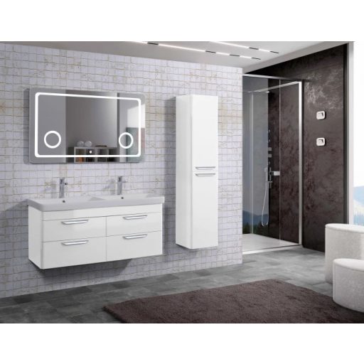 LineART EFES 120 cm Függesztett Dupla Mosdószekrény – Fényes Fehér – Nedvességálló