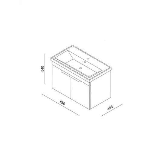 LineART ENJOY 650 Fényes Fehér mosdós szekrény – 65 cm | Magasfényű, Nedvességálló