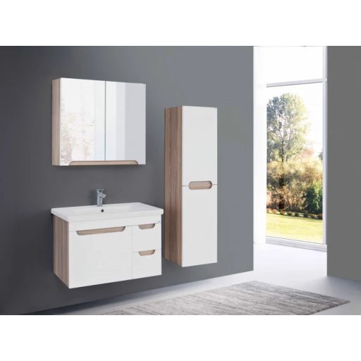 LineArt Enjoy 800 Atlantis Tükörszekrény – Természetes Tölgy Textúra – Nedvességálló – 78 cm