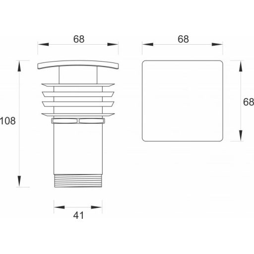 MINOTTI 5/4" felugró leeresztő szelep, túlfolyóval, króm szögletes sapka