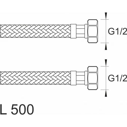 MINOTTI SBA Inox flexibilis bekötőcső 1/2" belső menet - 1/2" belső menet 500 mm hossz
