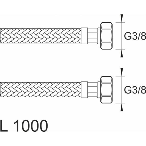 MINOTTI SBA Inox flexibilis bekötőcső 3/8" belső menet - 3/8" belső menet 1000 mm hossz