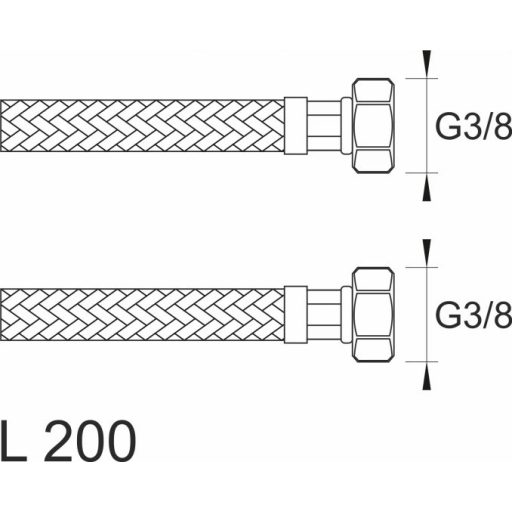 MINOTTI SBA Inox flexibilis bekötőcső 3/8" belső menet - 3/8" belső menet 200 mm hossz