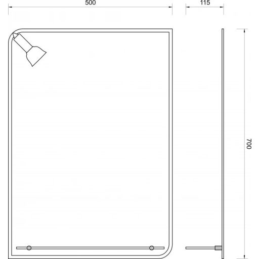 MINOTTI Fürdőszobai tükör polccal és világítással – 50x70 cm