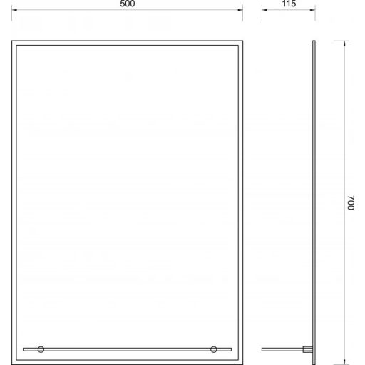 MINOTTI Modern fürdőszobai tükör üvegpolccal – 50x70 cm
