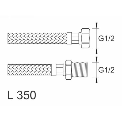 MINOTTI SBA Inox flexibilis bekötőcső 1/2" belső menet - 1/2" külső menet 350 mm hossz