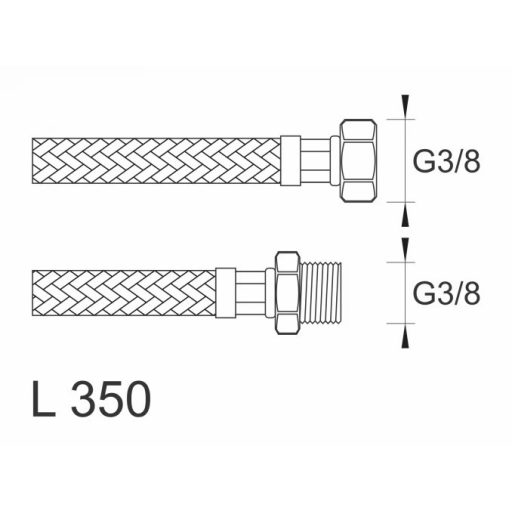 MINOTTI SBA Inox flexibilis bekötőcső 3/8" külső menet - 3/8" belső menet 350 mm hossz