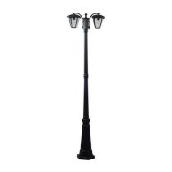   Optonica GD9313 – Klasszikus Matt Fekete Kerti Kandeláber, 2x E27, 200 cm (IP44)