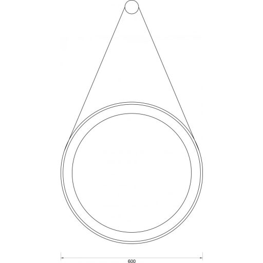 MINOTTI Modern kerek LED-es tükör bőr függesztő szíjjal – 60 cm
