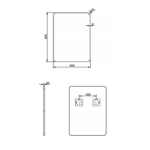 MINOTTI Modern fürdőszobai tükör vastag fekete alumínium kerettel – 60x80 cm
