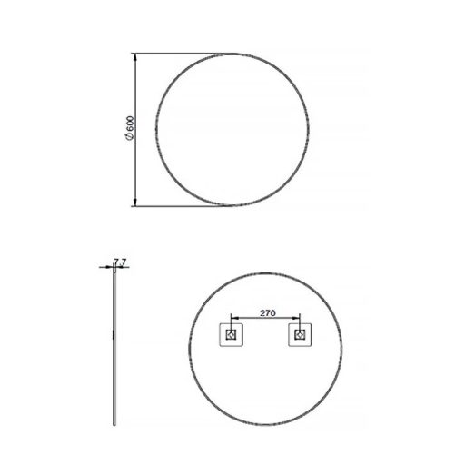 MINOTTI Modern kerek fürdőszobai tükör vékony fekete kerettel – 60 cm