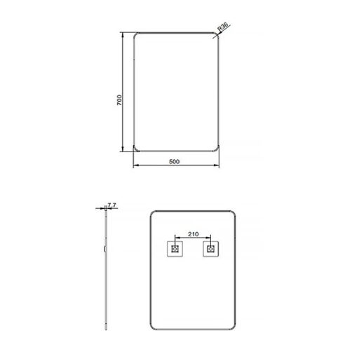 MINOTTI Modern fürdőszobai tükör matt fekete alumínium kerettel – 50x70 cm
