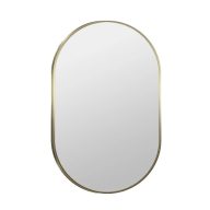   MINOTTI Modern ovális alakú fürdőszobai tükör arany alumínium kerettel – 50x80 cm