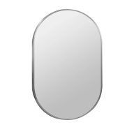   MINOTTI Modern ovális alakú fürdőszobai tükör ezüst kerettel – 50x80 cm