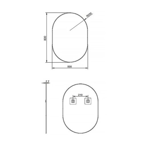 MINOTTI Modern ovális alakú fürdőszobai tükör ezüst kerettel – 50x80 cm