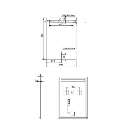 MINOTTI Modern LED-es fürdőszobai tükör érintőkapcsolóval – 50x70 cm