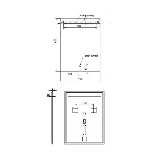 MINOTTI Modern téglalap alakú LED-es fürdőszobai tükör érintőkapcsolóval – 60x80 cm
