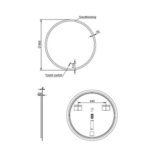 MINOTTI Modern kerek LED-es fürdőszobai tükör – 80 cm
