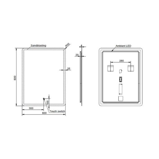 MINOTTI Modern LED-es fürdőszobai tükör érintőkapcsolóval – 60x80 cm