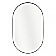   MINOTTI Modern ovális alakú fürdőszobai tükör fekete alumínium kerettel – 50x76 cm