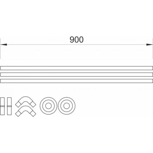 MINOTTI variálható sarok zuhanyfüggöny rúd, max. 900x900 mm, fehér