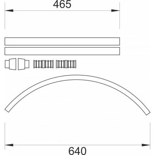 MINOTTI variálható félköríves zuhanyfüggöny rúd, max. 900x900 mm, fehér