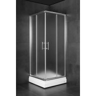   Minotti JA-5190 szögletes zuhanykabin – Matt biztonsági üveg, Króm profil, 90x90x185 cm