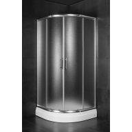   Minotti JA-5290 íves zuhanykabin – Matt biztonsági üveg, Króm profil, 90x90x185 cm