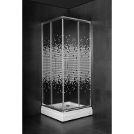   Minotti JAK-5191 szögletes zuhanykabin – Négyzetrácsos minta, Króm profil, 90x90x185 cm