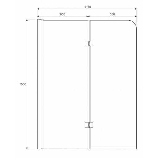 MINOTTI JD_115 kádparaván, 1150x1500 mm, króm