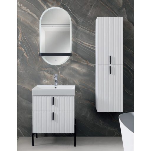 LineART Jazz 61 cm Álló Mosdószekrény Kerámia Mosdóval – Matt Fehér – Nedvességálló