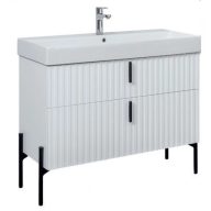   LineART Jazz 86 cm Álló Mosdószekrény Kerámia Mosdóval – Matt Fehér – Nedvességálló