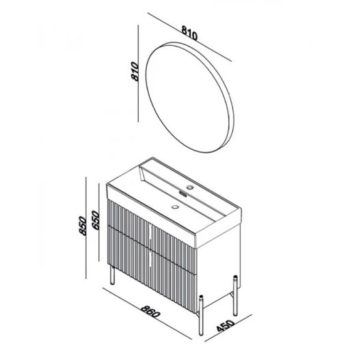 LineART Jazz 86 cm Álló Mosdószekrény Kerámia Mosdóval – Matt Fehér – Nedvességálló