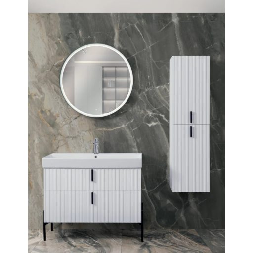 LineART Jazz 86 cm Álló Mosdószekrény Kerámia Mosdóval – Matt Fehér – Nedvességálló