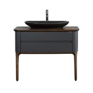   LineART La Vie 102 cm Állványos Mosdószekrény – Antracit és Sötétdió – Nedvességálló