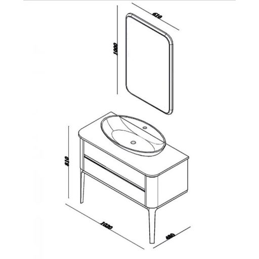 LineART La Vie 102 cm Állványos Mosdószekrény – Antracit és Sötétdió – Nedvességálló