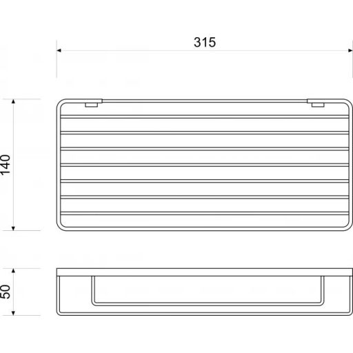 MINOTTI fürdőszobai polc 31,5x14cm, alumínium