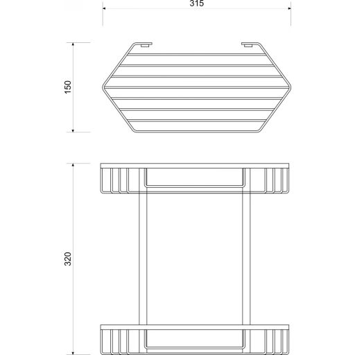 MINOTTI 36x17x33cm kétszintes sarokpolc,  alumínium