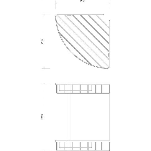 MINOTTI 22x22x36cm két szintes fürdőszobai sarokpolc,  alumínium