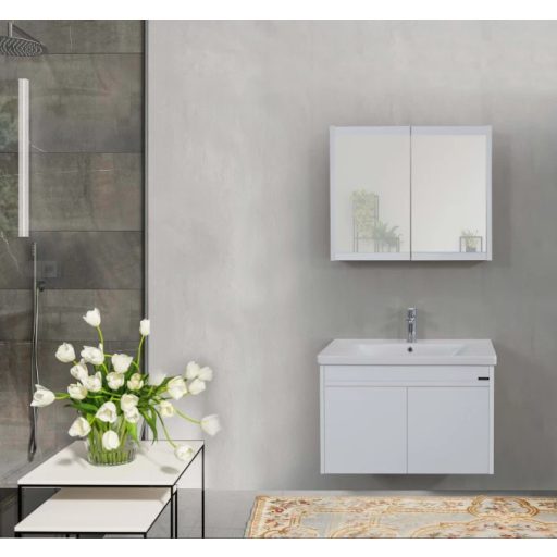 LineART MARS 800 Fényes Fehér mosdós szekrény – 80 cm | Magasfényű, Nedvességálló