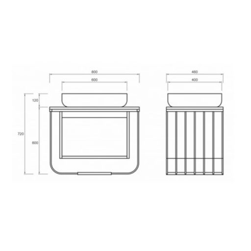 Minotti 80 cm Álló Mosdószekrény Márványmintás Pulttal – Natúr Tölgy és Matt Fekete – Nedvességálló