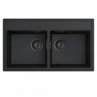   MILO METRO kétmedencés gránit mosogató fekete szifonnal, 760x440 mm, (fekete)