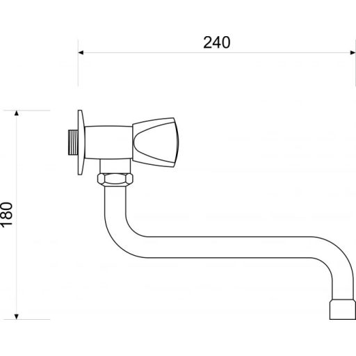 Fali hideg vizes csaptelep – Minotti MH-9012-L – Alsó kifolyóval, króm, 20 cm