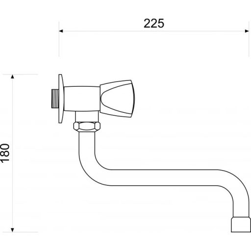 Fali hideg vizes csaptelep – Minotti MH-9012-S – Alsó kifolyóval, króm