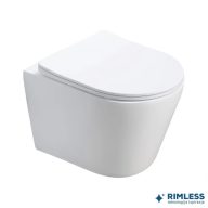   PURE Függesztett WC csésze 490x365 mm, Rimless, Duroplast Soft Close ülőkével, Fényes fehér