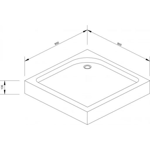 MINOTTI JA 145B Akril Zuhanytálca 900x900x135 mm, Fehér